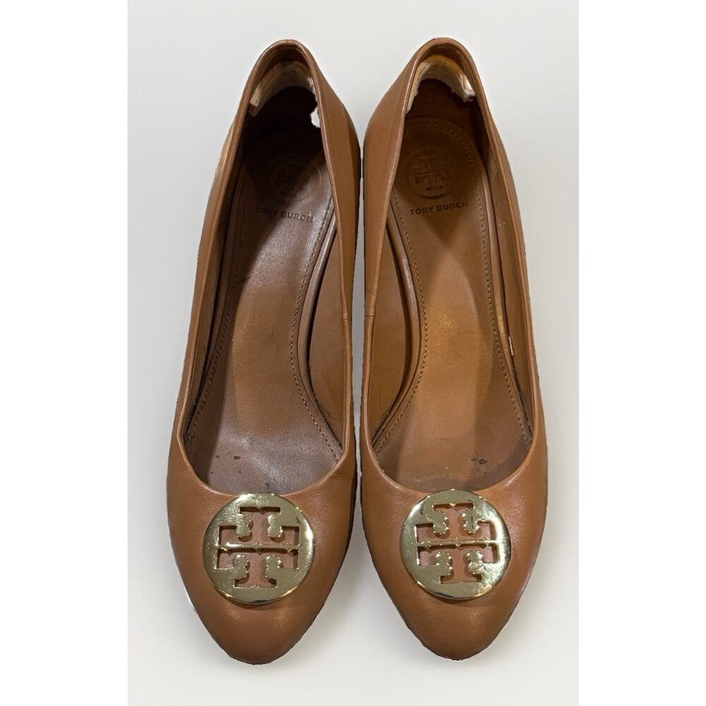 Tory Burch Sally Wedge Pumps Closed Toe Dark Tan 8½ - Picture 2 of 7